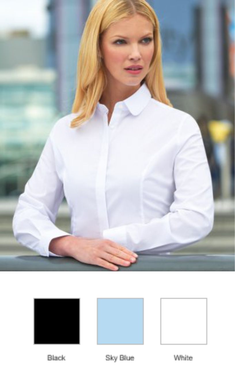 Brooks Taverner BK131 Ladies Trevi Long Sleeve Poplin Shirt - Click Image to Close